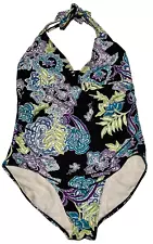 CATALINA SWIMSUIT SIZE 16-18 XL FLORAL 1 PIECE BATHING SUIT HALTER NECK LINED