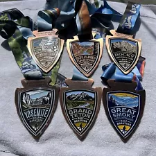 LOT OF 6 HALF MARATHON MEDAL FINISHER NPS CENTENNIAL NATIONAL PARK RACE