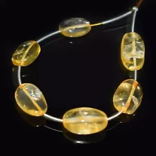 Genuine A++ Citrine Smooth Oval Untreated Gemstone 5" Craft Making Loose Beads