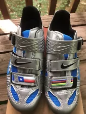 Nike Lance Limited Edition Road Bike Shoe Carbon Sole Size 40 Chrome/Blue 3 Bolt