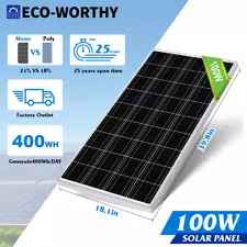 ECO-WORTHY 100W Watt 12V Monocrystalline Solar Panel 12BB Cell For Home RV