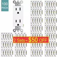 Electrical Outlet Wall Receptacle Plug 15A 125V 2 Pole 3 Wire 5-15R TR UL 100PCS