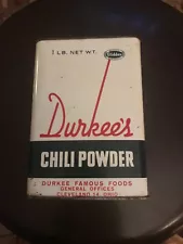 Vintage Durkee's Chili Powder- 1 lb can- Half Full