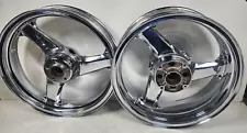 00-06 Kawasaki ZX12R ZX 12 FRONT REAR RIM WHEEL STRAIGHT CHROME RIMS ZX 12R PAIR