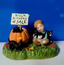 DEPT 56 Halloween Village BLACK KITTENS FOR SALE! Cats, Cute, Kids, Excellent