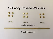 New! 12 Fancy Rosette Collars/Washers/pins Brass For repair Old Straight Razors