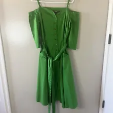 Gabrielle Union NY&Co Dress Off The Shoulder Midi Green Sundress Belted Sz Large