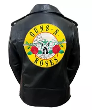 New GUNS N ROSES BLACK LEATHER JACKET - AXL ROSE - PARADISE CITY