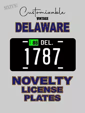 Delaware Black License Plate Tag / Address Marker - Customizable 3 Ways