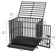 47/43/37 inch Heavy Duty Dog Crate Cage Strong Metal Large Kennel Three Doors