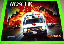 Rescue 911 Pinball Machine Translite Original 1994 Unused Helicopter Ambulance