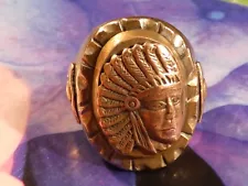 Mexican Biker Ring Vtg. Trimetal 1940s/50s Iconic Monumental Sculpting Artistry