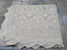 Crocheted coverlet-tablecloth Vintage 56 x 78" stunning design, estate sale find