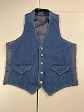 VTG Western Vest Mens Medium Button Front Cowboy Rodeo Crop Fit Outlaw 70s 80s