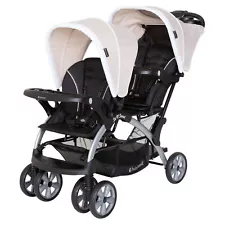 Sit N Stand Travel Compact Toddler Baby Double Stroller, Modern Khaki (Used)