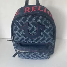 TRUE RELIGION DARK BLUE DENIM BACKPACK LOGO NWT $120