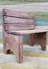 Small Antique Rustic Childrens Wood Pew Chair Garden Bench Plant Stand Hand Made