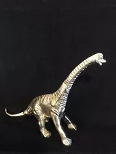 Cast Metal Gold Dinosaur Figure Statue Brachiosaurus 13" X 10" Dinosaur Decor