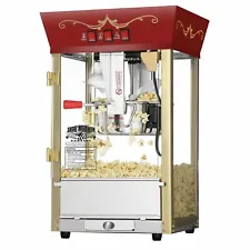 Red Antique Style Popcorn Popper Machine, 8 Oz Counter Top Table Bar Top