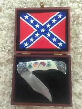 Collectible Civil War Confederate Generals Pocket Knife in wooden case