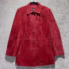 Bernardo for Nordstrom Red Woman's Sz Large Suede Leather Jacket Overcoat