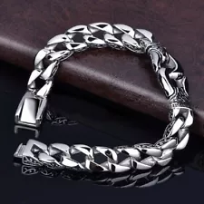 Men's Stainless Steel Curb Link Chain Handcuff Bracelet for Birthday Boyfriend