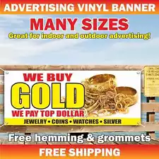 WE BUY GOLD Advertising Banner Vinyl Mesh Sign pawn shop cash Jewelry Silver