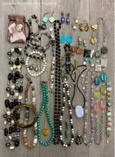 Semi-Precious Stone Mixed Jewelry Lot w. Beaded Necklace Earrings Bracelets