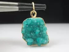 Emerald Pendant Lab-Grown Chatham Rouch Crystal Cluster 14K Yellow Gold KING