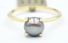 GENUINE TAHITIAN PEARL RING 10K YELLOW GOLD - Free Appraisal Service - NWT