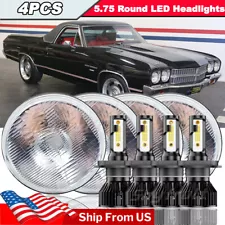 4PCS 5-3/4 5.75" LED Hi/Low Beam Headlights For Chevy El Camino 1969-1970 Impala