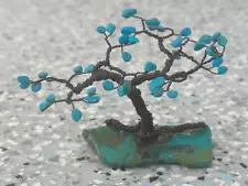 Vintage Copper Bonsai Turquoise Gemstone Tree 2" Turquoise Base