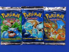 3x Base Set Sealed Booster Packs (1x each art) Pokemon TCG WotC WOC06033 1999 B