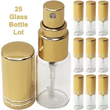 5ml 0.17oz Lot Of 25 Empty Perfume Glass Spray Bottles Decants Gold Atomizer