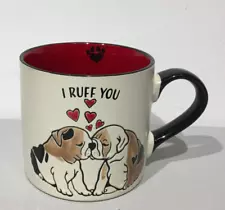 VALENTINE COFFEE MUG ENGLISH BULLDOG PUPPIES "I RUFF YOU" (NEW)