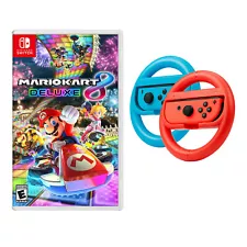 Mario Kart 8 Deluxe for Nintendo Switch Consoles with Joy-Con Steering Wheel Set