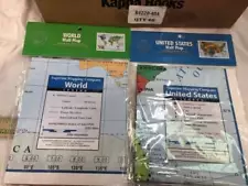 USA MAP AND WORLD Wall Posters Large MAP Both Factory Sealed 40"x28" NEW School