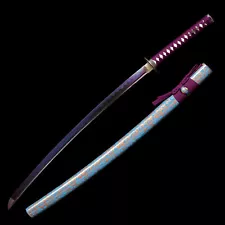 Purple Blade Katana Battle Ready Japanese Samurai Full Tang Sharp Sword