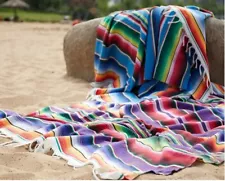 Authentic Large Mexican Blanket Sarape Serape 84 x 60 Inches summer beach