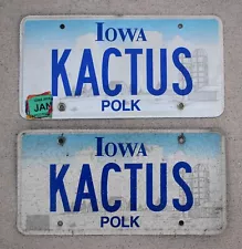 2009 Iowa IA Pair of Vanity License Plates - KACTUS - Cactus, Desert, AZ