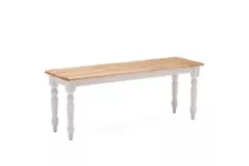 Farmhouse Bench, White/Natural 14 x 48 x 18