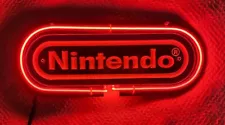 Red Neon Nintendo Sign. Great Shape! Approximately 12"x5". Plugs In.