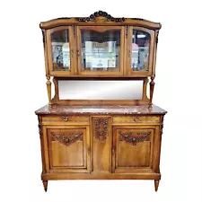 New ListingFrench 19th C Louis XVI Carved Walnut Vitrine Top Sideboard Buffet