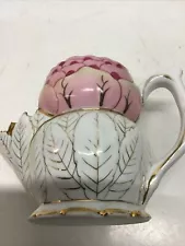 Antique Shaving Scuttle Pastel Pink Color Gold Leaf Decorations Gold Highlights