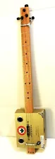 Cigar box guitar, 3 string, metal frets, piezo sound pickup installed (see desc)