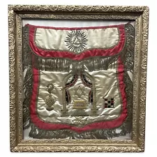 Antique MASONIC Fraternal APRON Old GOLD & SILVER BULLION Freemason EMBROIDERY