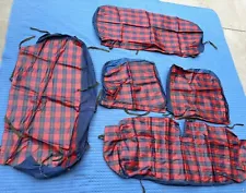 Vintage 5 Pc. 1950's Red Blue Plaid Seat Covers Auto Car