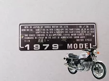 HONDA CB1000 CB1 CBX 10-78 1979 MODEL ID TAG PLATE + U # RAISED Express ship (For: 1981 Honda CBX)