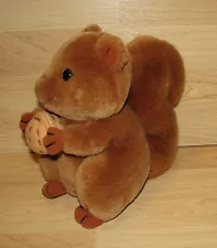 1987 Dakin Brown Squirrel Holding Nut Bushy Tail Plush Stuffed Animal Vintage 0