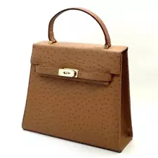 Ostrich handbag light brown